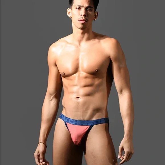 Andrew Christian CoolFlex Modal SHOW-IT® Coral and Navy Jockstrap - Picture 3 of 7